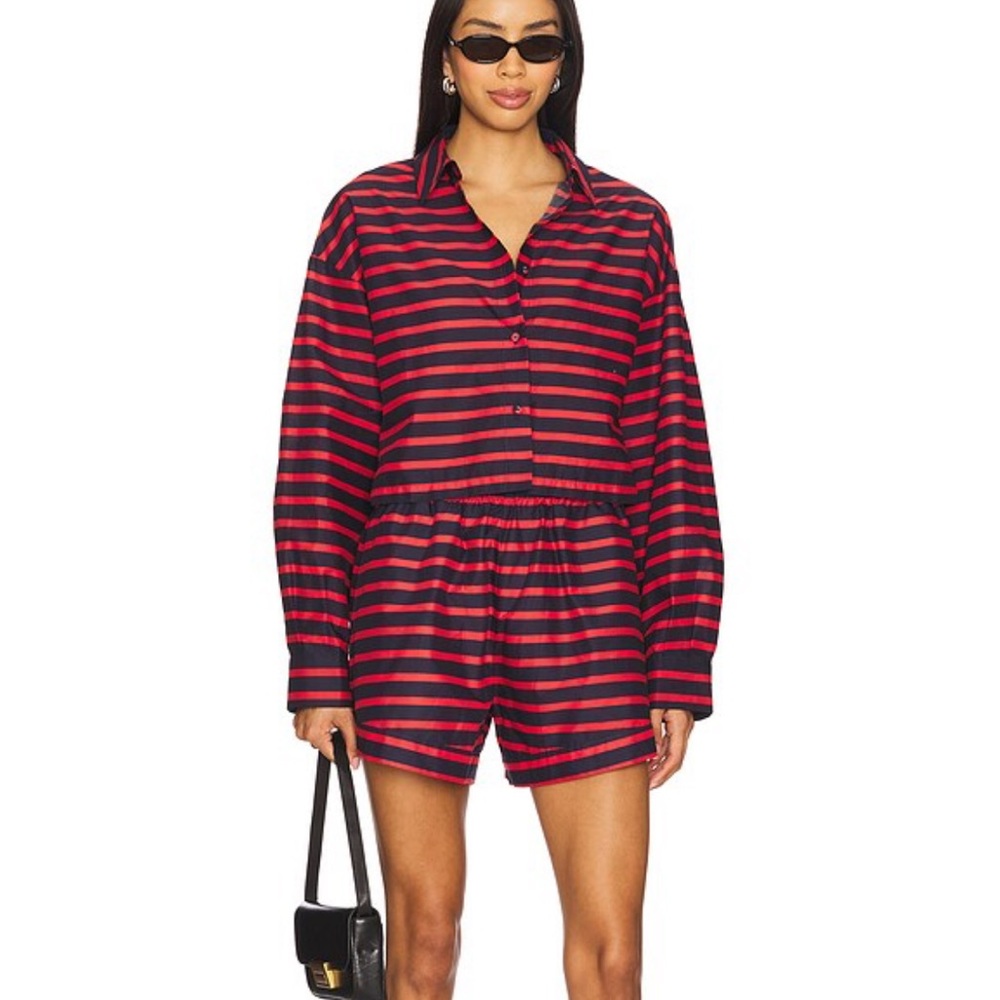 NWT WeWoreWhat Red and Black Striped Shorts